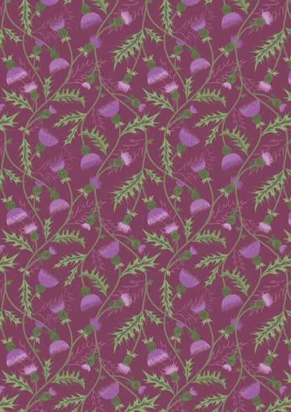 Pure Cotton Craft Celtic Coorie by Lewis & Irene Thistle All Over on Purple A415.2
