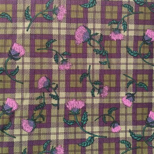 Pure Cotton Craft The Highlands by Littondale Thistle Tossed On Tartan 803-01
