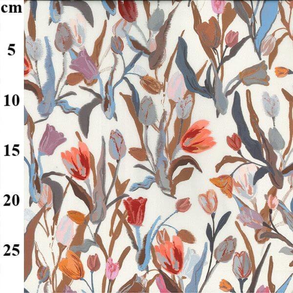 Pure Cotton Digital Lawn Prints Tulip Meadow on Cream JLC0628