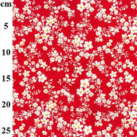 Pure Cotton Prints Floral Prints White leafy petals on Red CP0900