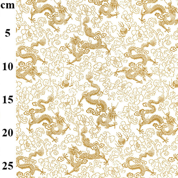 Pure Cotton Prints Novelty and Misc. Prints Gold Chinese Dragon Ivory CP0809