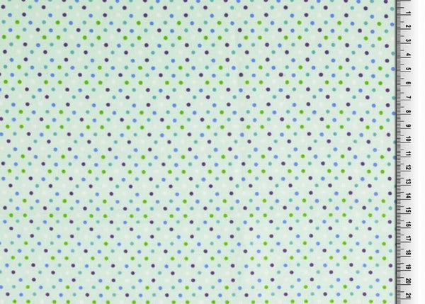 Pure Cotton Prints Spots and Stripes Parade Multi Mini Spot Mint Green Wide Width Cotton Poplin 0008