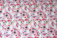 Pure Cotton Prints Childrens and Animal Prints Dragonflies Rainbows Balloons on Pink CP0752