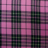 Polyviscose Tartan Fabric Fashion Pink & Gold Lurex Scottish Plaid Check  Woven