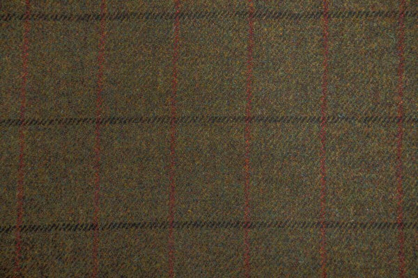 Wool and Tweed Harris Tweed 150 Checks, stripes and dogtooth Green mix with black and red overchecks HT-150-31