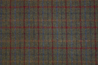 Wool and Tweed Harris Tweed 150 Checks, stripes and dogtooth Green mix with red and blue overhchecks HT-150-37