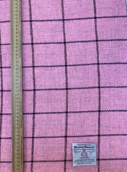 Wool And Tweed Harris Tweed 150 Checks, Stripes And Dogtooth Pale Pink with Aubergine and Dark Brown check HT-150-101