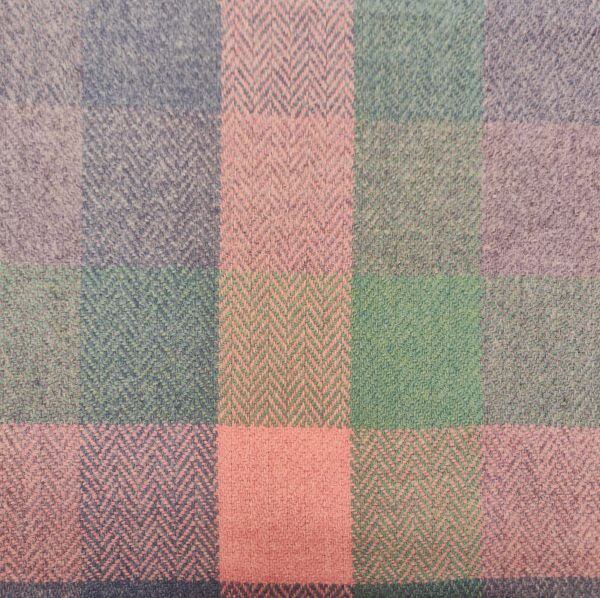 Wool And Tweed Isle Of Lewis Tweed 75cm Checks And Stripes Pastel Pink, Green and Purple Check