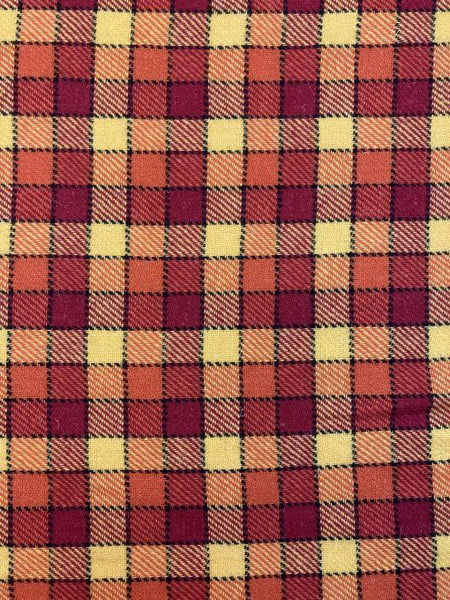 Wool And Tweed Isle Of Lewis Tweed 75cm Checks And Stripes Red and orange check on Yellow